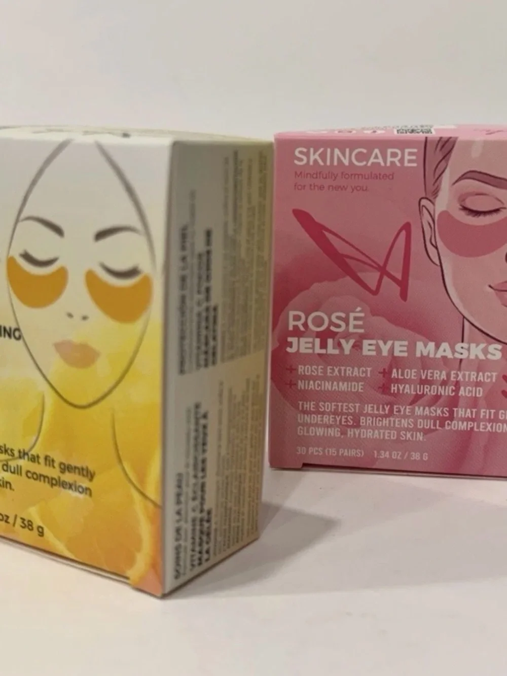 Vitamin C & Rose Jelly Eye Mask Bundle 15 Pairs Each Hydrating Skincare Set of 2